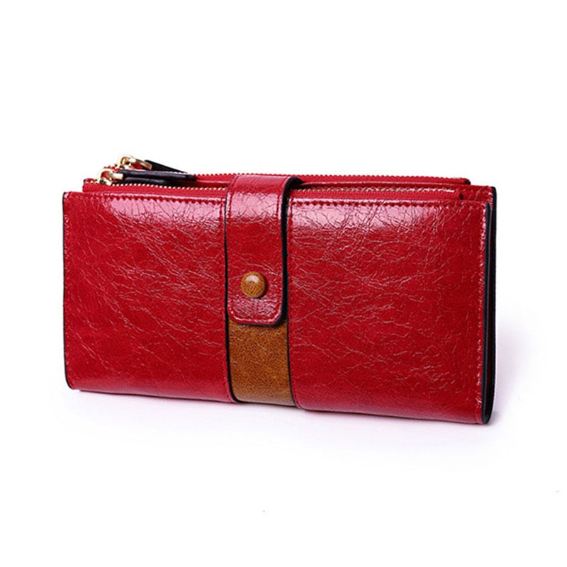 Vintage Pu Leather Long Women's Wallets Female Splice Zipper Small Purse Cards Holder