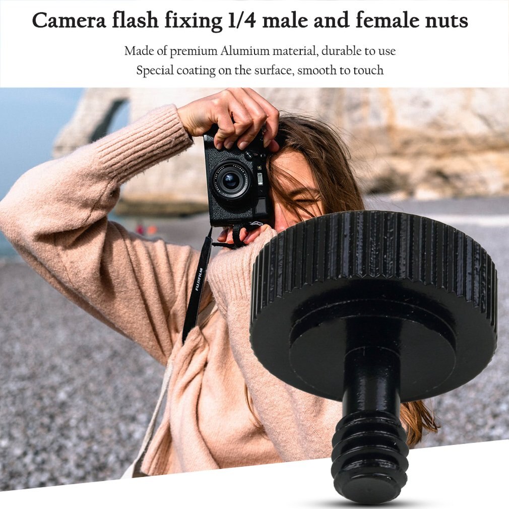 Stainless steel Flat Head Camera Screw 1/4 inch Male to Female Screw Adapter for Camera Flash Tripod Bracket Stand