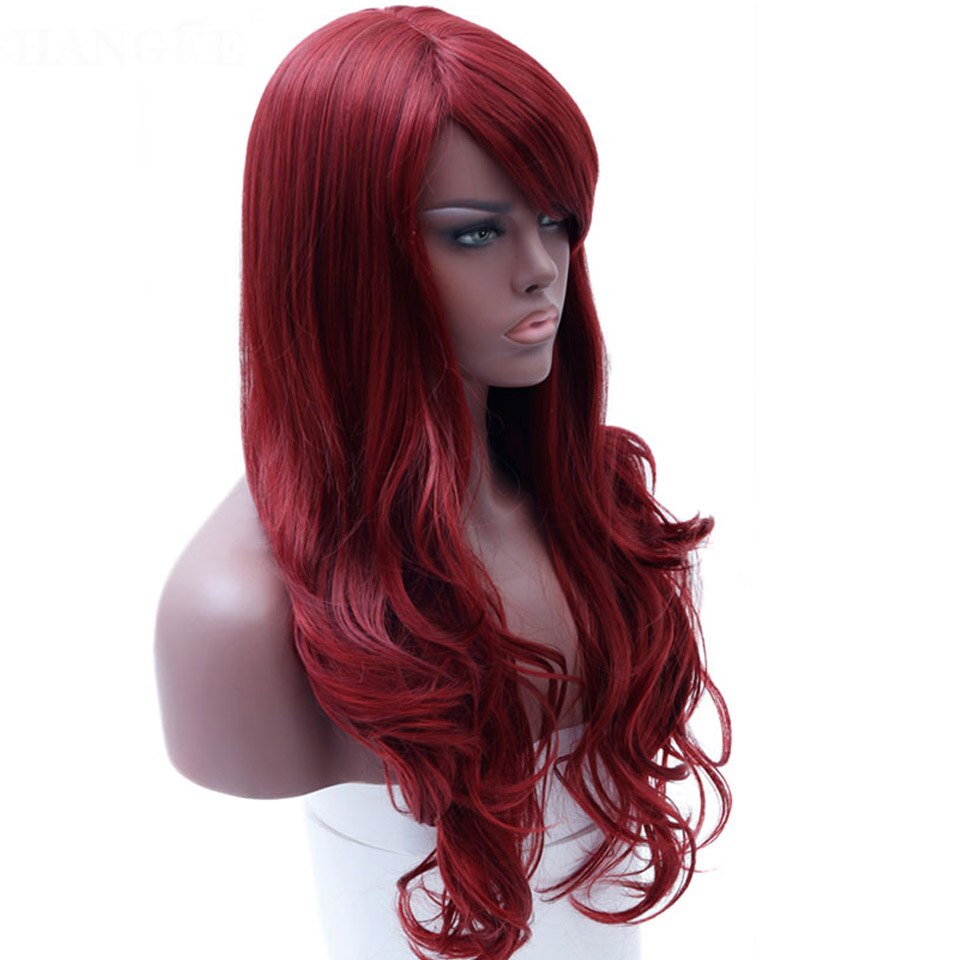 Allaosify Long Full Red Wig Wavy Wigs for Black Women Side Part Heat Resistant Wig Red Cosplay Wig