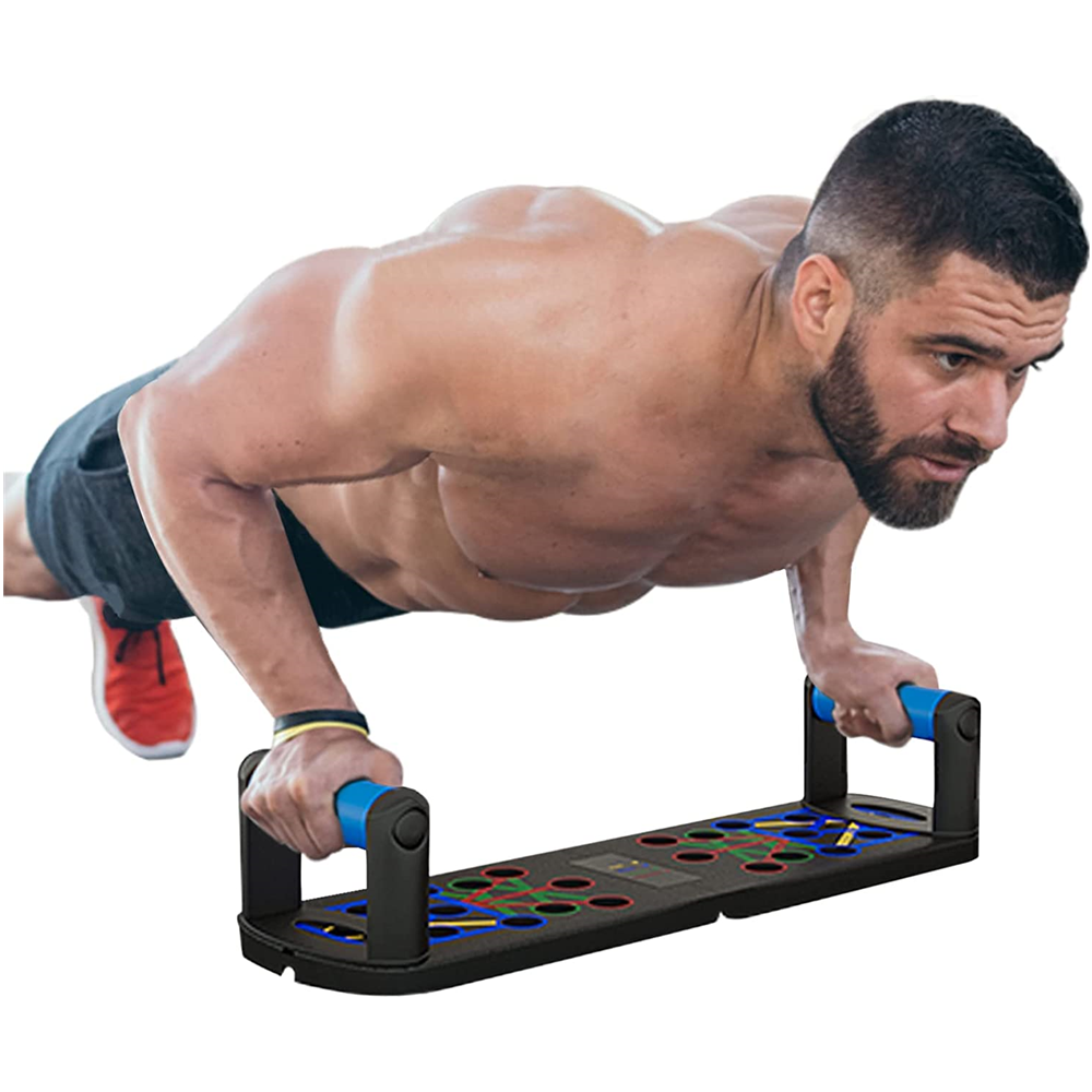 Multi-Function Push Up Board System W/ Pull Rope Foldable Push Up Rack for Home Gym Fitness Muscle Core Strength Training Stand