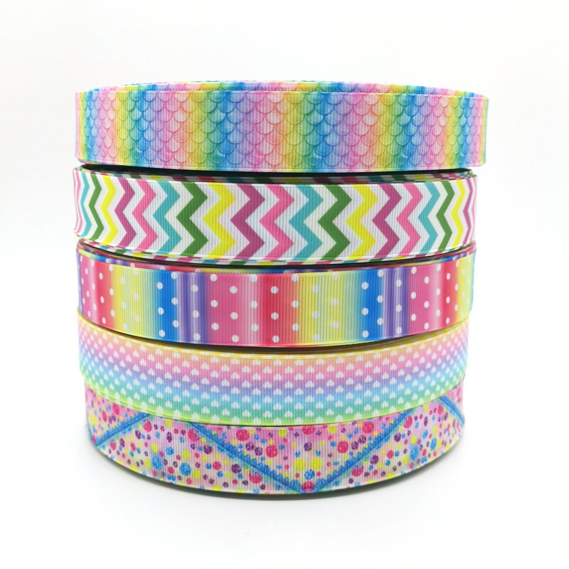 5 meter regenboog cartoon lint grosgrain 25mm doe-het-zelf handgemaakte linten voor haaraccessoires knutselen aangepaste lintdecoratie naaien