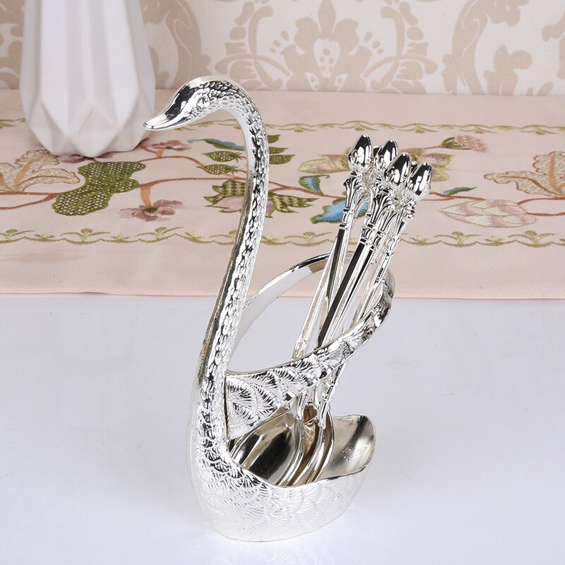 Fruit fork set zinc alloy lovely household fruit sticks with European fork Swan shaped tableware mini spoon tiny spoon