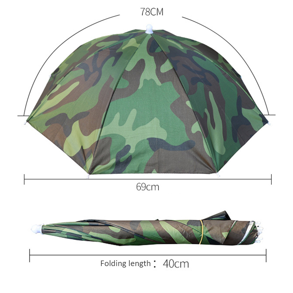 Parapluhoed Handsfree vismuts 27 inch diameter Opvouwbare hoofddeksels Paraplu voor zon, regen, strand, golf, vissen, wandelen