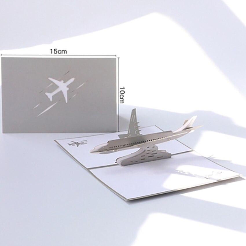 Spiritz 3D Pop Up cartes de voeux carte postale modèle d'avion à la main Origami papier artisanat d'anniversaire Festival carte de visite: gray