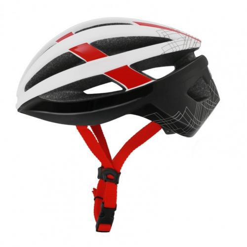 Casco de bicicleta de montaña con carga USB, luz trasera de advertencia: Black White Red