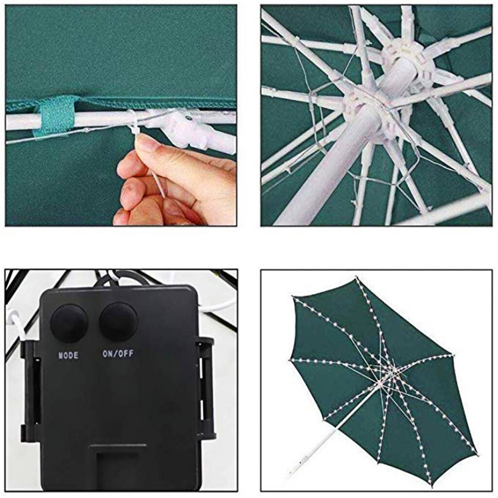 Parapluverlichting 104 led-lichtsnoeren voor buiten, op zonne-energie