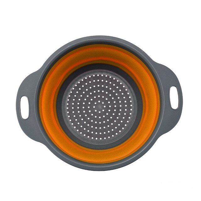 Opvouwbare Zeef Mand Opvouwbare Vergiet Fruit Vorm Manden Vierkante Groente Afdruiprek Wassen Sets Keuken: round orange / L