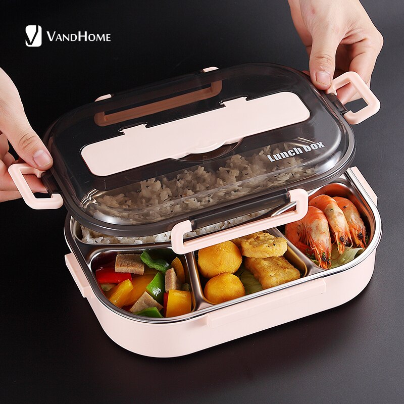 304 Roestvrij Staal Lunchbox Japanse Bento Doos Met Compartimenten Voor Kinderen Magnetron Voedsel Container Met Servies Set