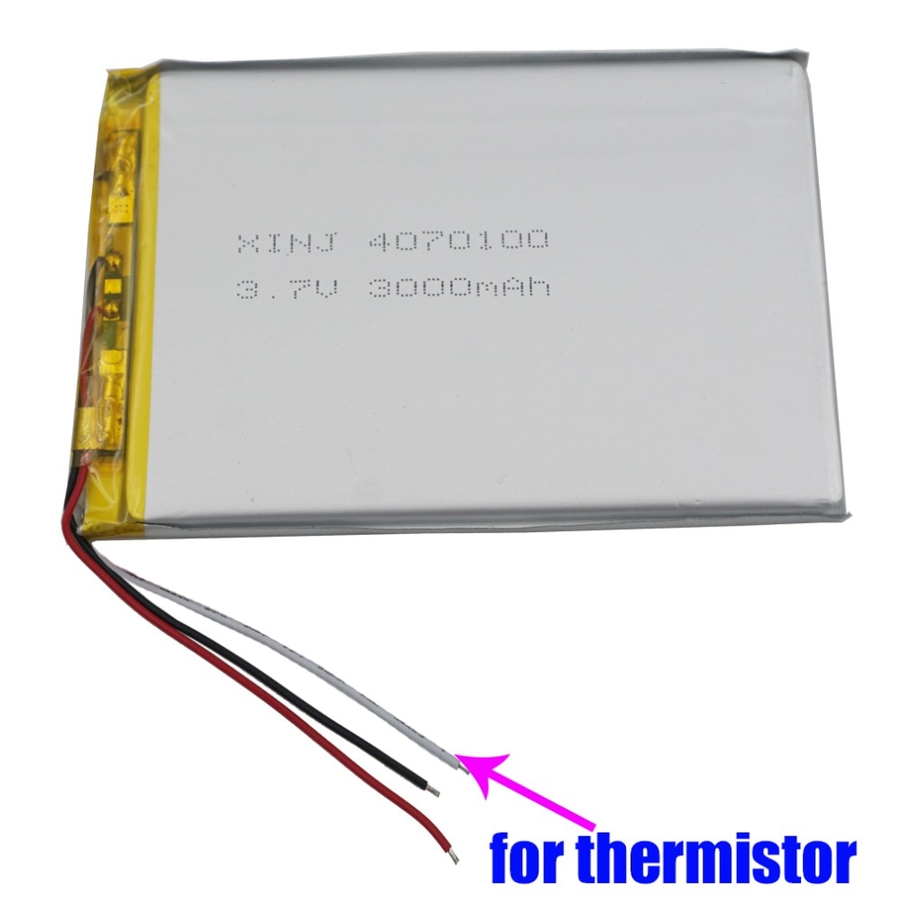 XINJ 3.7V 3000mAh 3 draden voor thermistor Lithium Polymeer Batterij Li ion li-po mobiele 4070100 Voor e-book MID Draagbare DVD Tablet PC