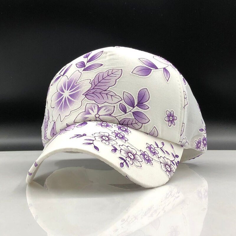 Gorra de béisbol sencilla para mujer, gorro con bordado de flores, Snapback, malla, Verano