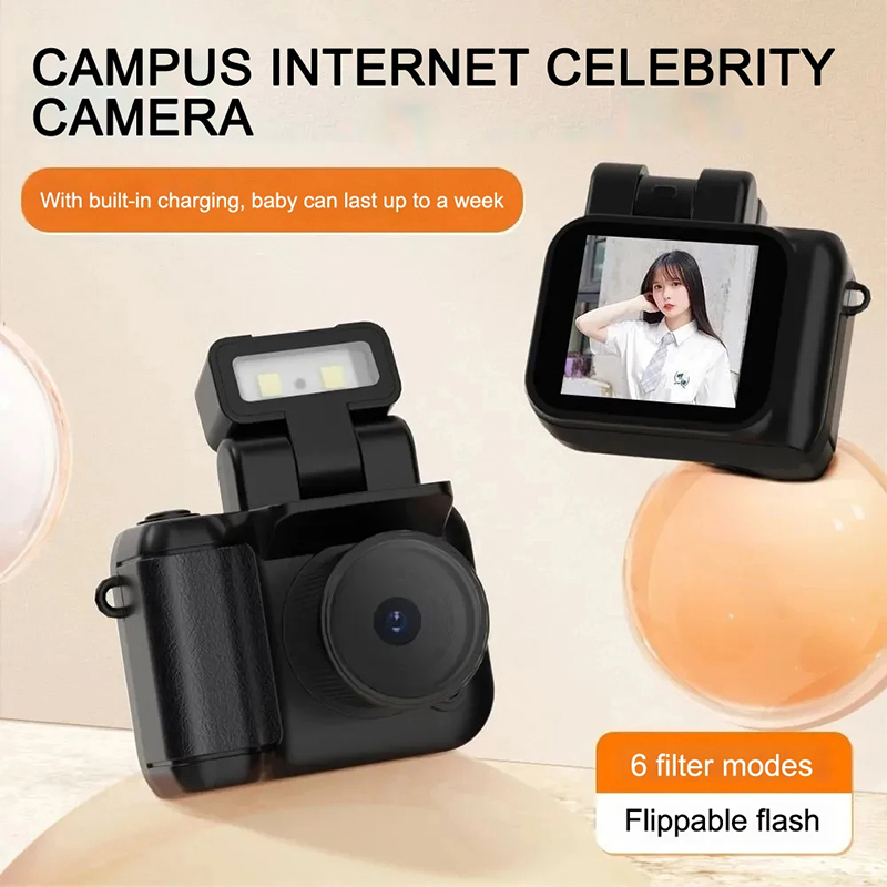 Mini Monoreflexes Style Camera Cmos With Flash Lamp And Battery Dock Portable Video Recorder Dv 1080p With Lcd Screen
