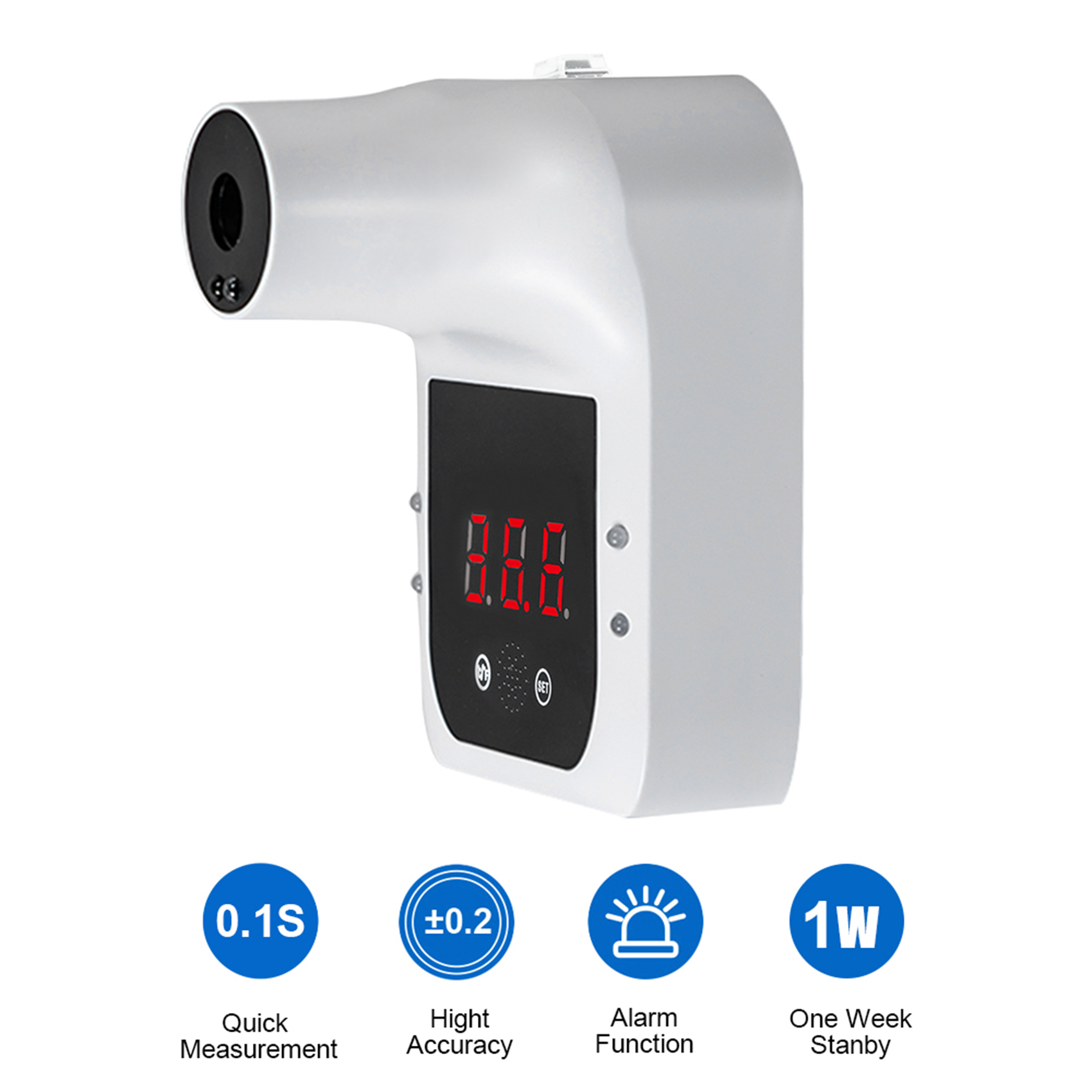 Non-Contact Digitale Infrarood Voorhoofd Thermometer Muur Gemonteerde Self-Service 0.5S Snelle Test Met Alarm Lcd display Voor Body