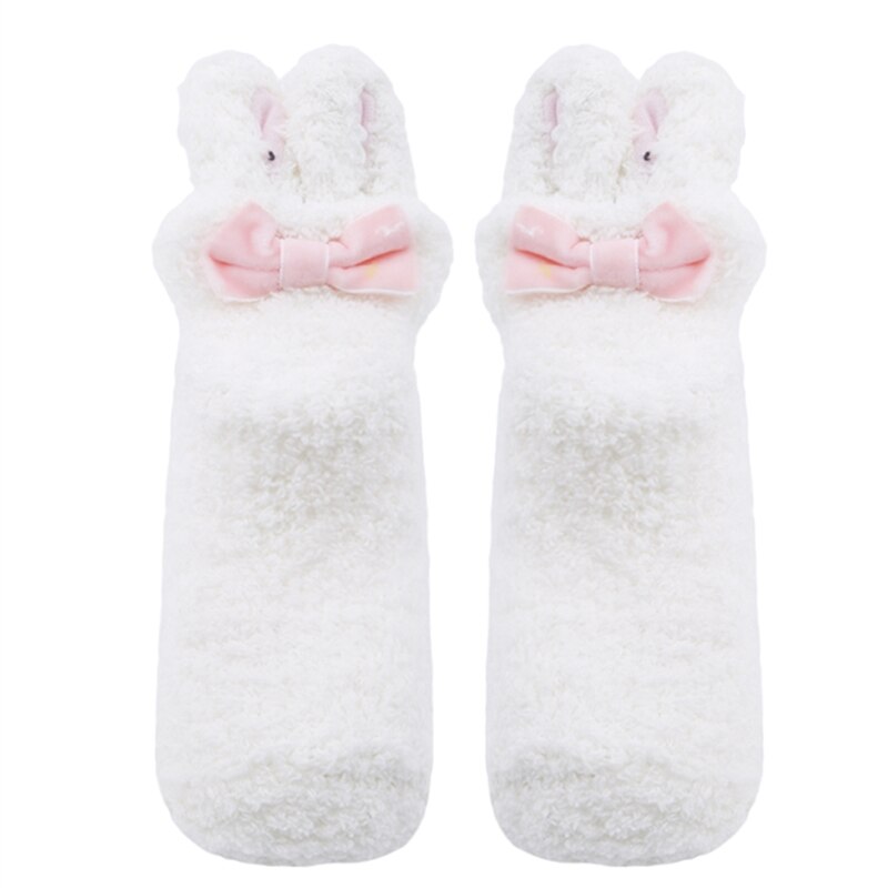 Schöne Baby Jungen Mädchen Infant Winter Korallen Fleece Cartoon Socken Warme Anti Slip Boden Socken Kinder Socken Grau, rosa, Weiß Unisex: white / M
