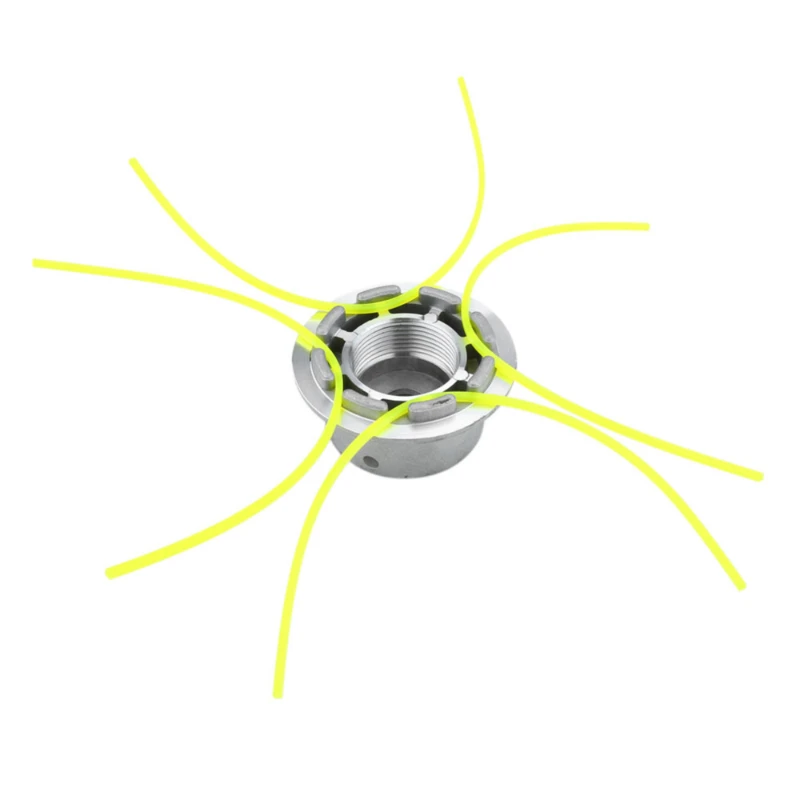 Tête de coupe gazon universelle en aluminium avec 4 lignes tête de débroussailleuse fil tête de ligne de coupe d'herbe en Nylon pour tondeuse à gazon argent