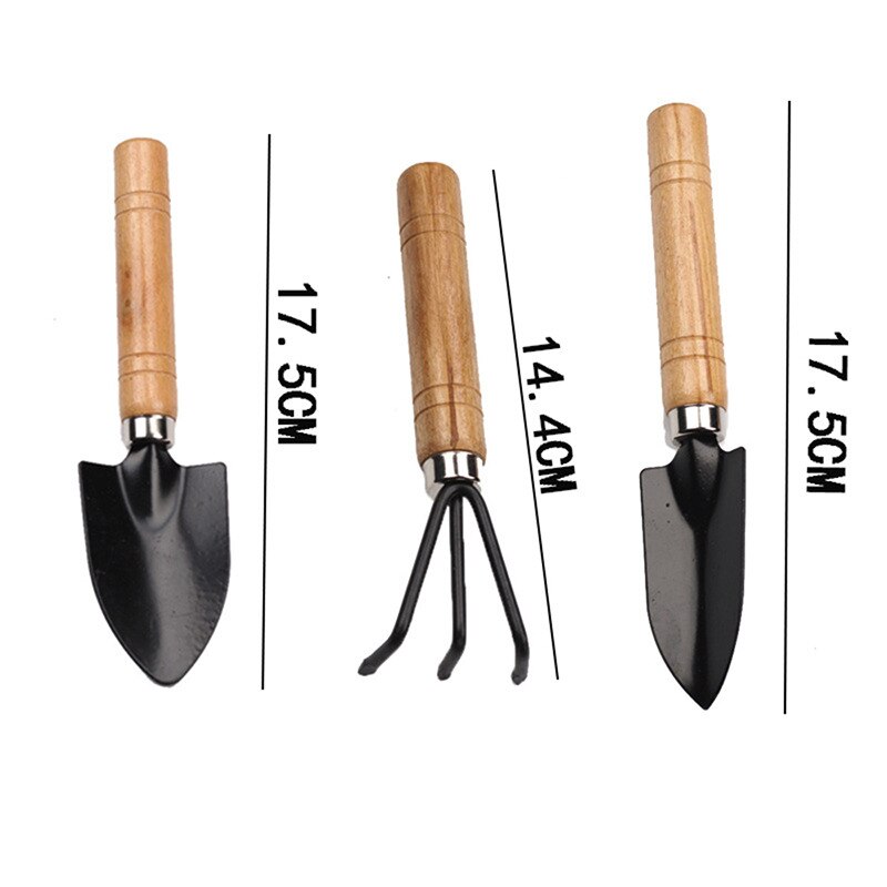 3Pcs Mini Shovel Rake Set Shovel for Plants Bonsai Tools Garden Mini Hand Tools Miniature Planting Set Wooden Handle Spade Set