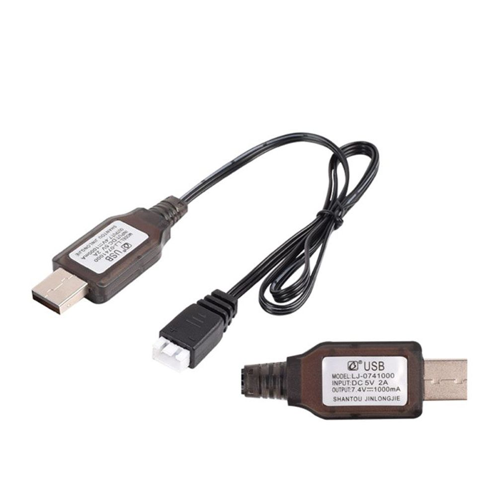 Cabo de carregamento com proteção de desligamento automático, carregador usb 7.4v, carregador de equilíbrio, cabo usb, carregador de bateria rc: Preto