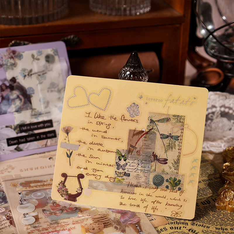 Journamm 3 unids/pack pegatinas Vintage Collage materiales de álbum de recortes DIY decoración de corte diario basura pegatinas estéticas impermeables para mascotas