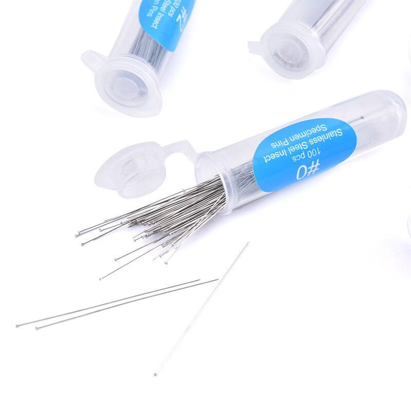 100Pc Insect Pin Specimen Needle Stainless Steel With Tube For School Lab Entomology Body Dissection Insect Needle