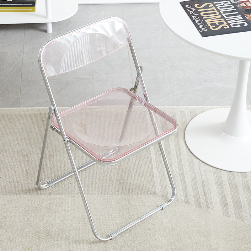 Silla plegable transparente, silla de comedor moderna y sencilla a la para el hogar, tienda de ropa acrílica, tienda de té de la leche, silla plegable de ocio: Blanco