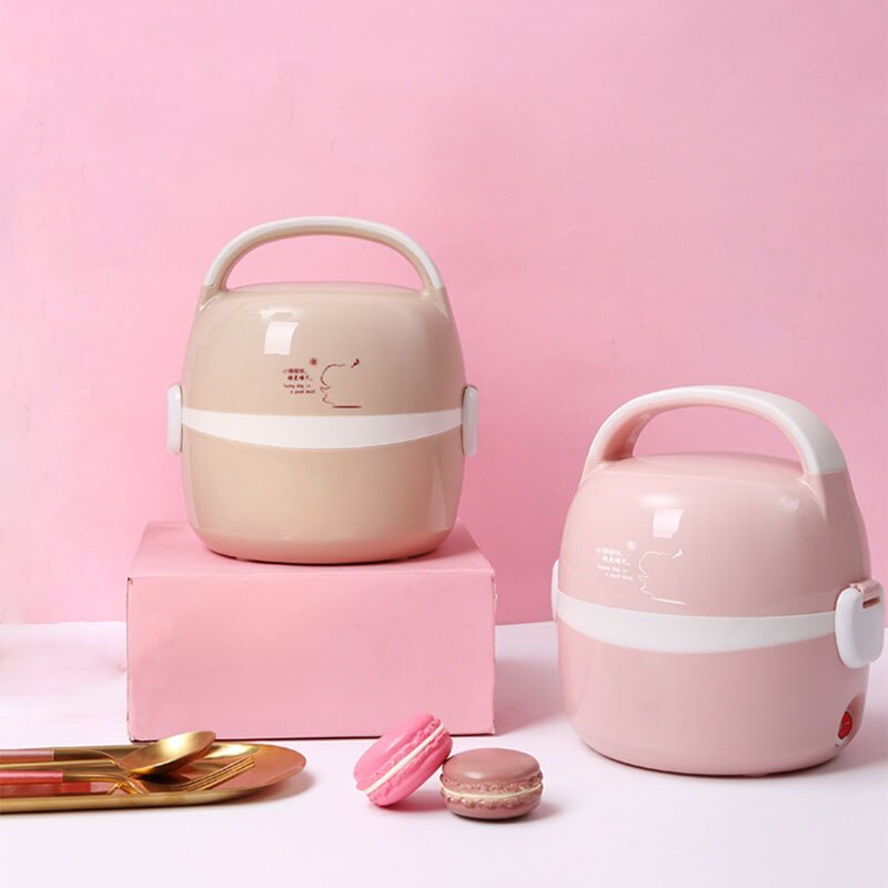 220V ELectric Rice Cooker Appliance Lunch Box Stainless Steel Liner Insulation 1.3L Mini Multicooker Rice Pot 1-2 people