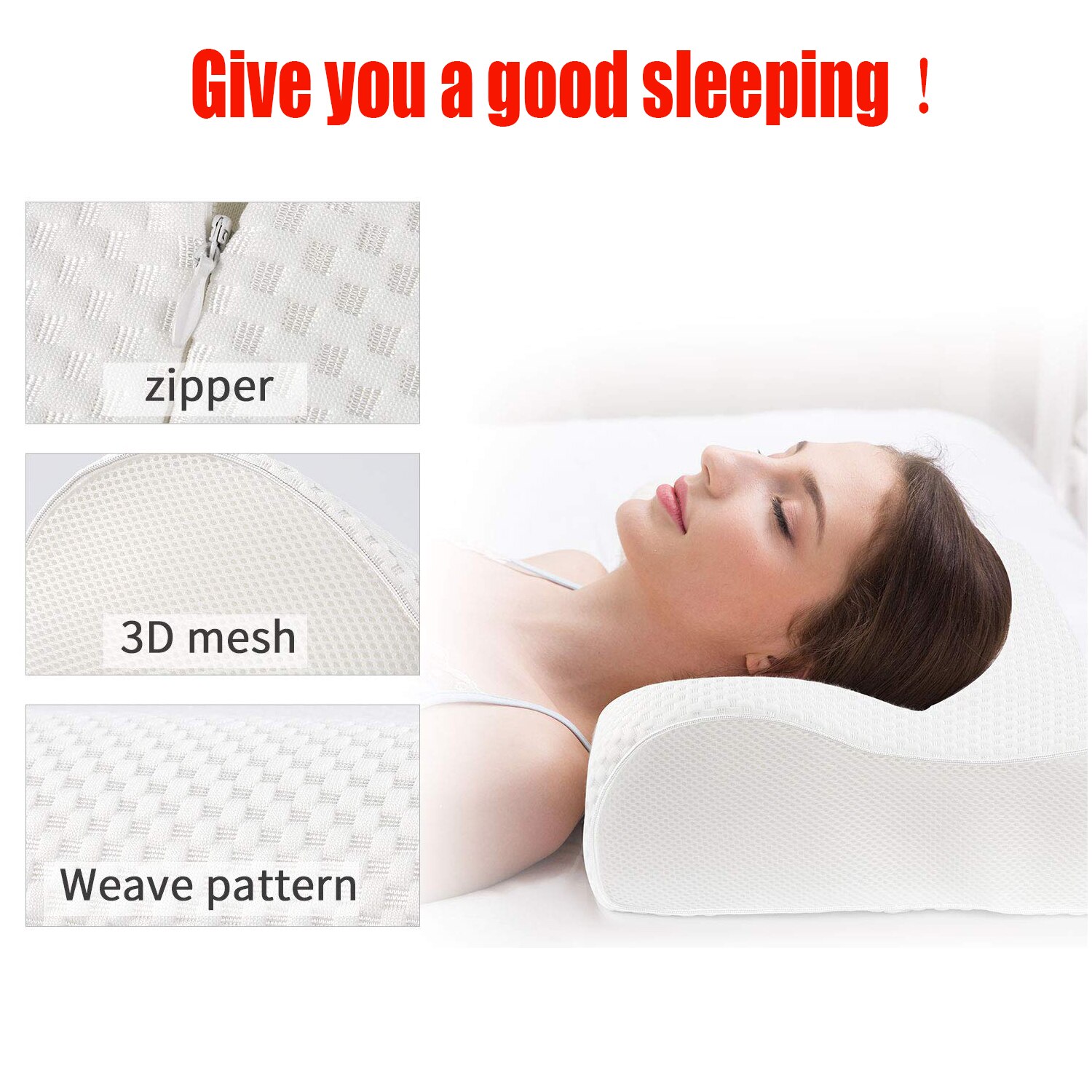Memory Foam Pillow, Cervical Pillow for Neck Pain, Orthopedic Contour Pillow Support for Back, Stomach, Side Sleepers