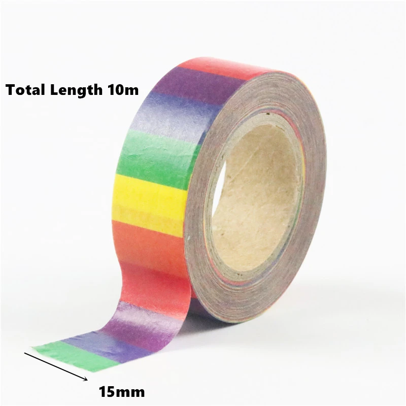 Juego de cintas Washi de colores arcoíris para Álbum de , pegatinas adhesivas básicas de 15mm x 10m, 1 piezas: YELLOW