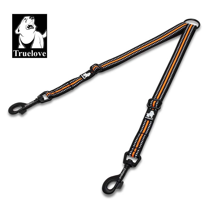 Truelove Reflecterende Verstelbare Dubbele Hondenriem Voor Twee Honden Wirwar Gratis Dubbele Hond Coupler Voor Wandelen En Training Twee Honden: orange / S 33-50cm Length