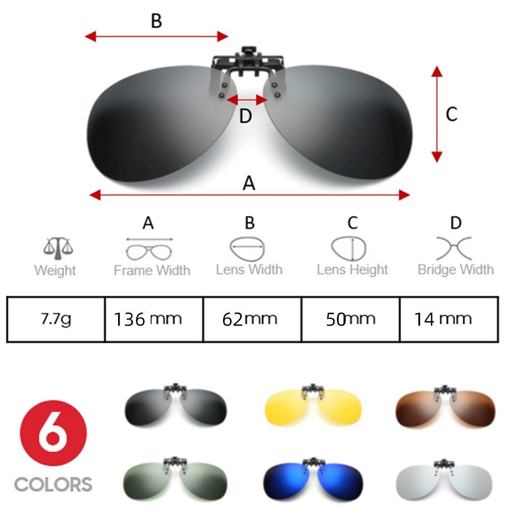 Rimless Round Flip up Clip on Oversized Men Polarized Clip Sunglasses Fishing Aviation Blue Mirror Big Size Driving Glasses