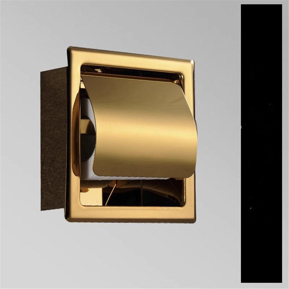 Gold In-wall Bathroom Paper Holder Rose Gold SUS Bathroom Paper roll Holder Black Towel Rack Toilet Paper Holder Tissue Box: Burgundy