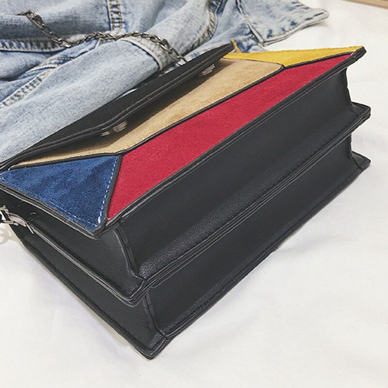 1 Pc Pu Stiksels Messenger Bag Vrouwen Meisjes Dames Multicolor Patchwork Lederen Crossbody Schoudertas Aankomst