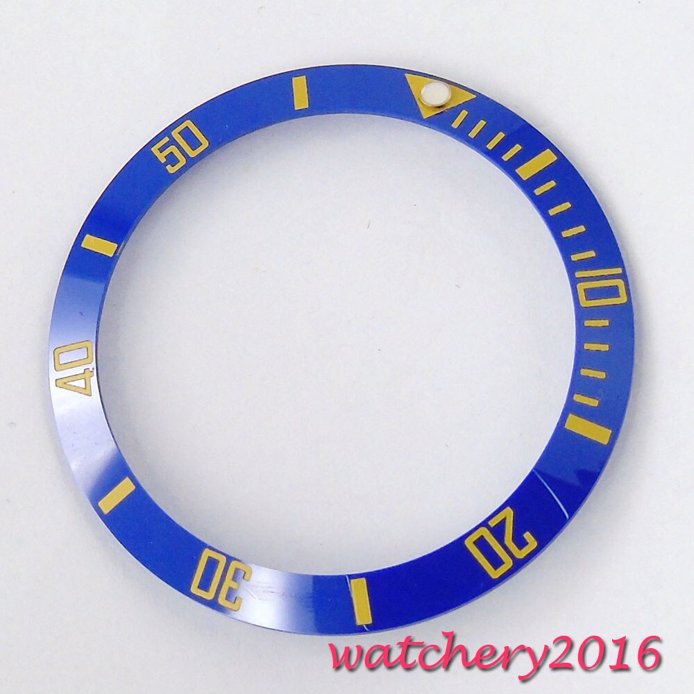 Beste 38mm luminous marks blauwe keramische bezel insert horloge kit fit automatisch uurwerk horloge bezel