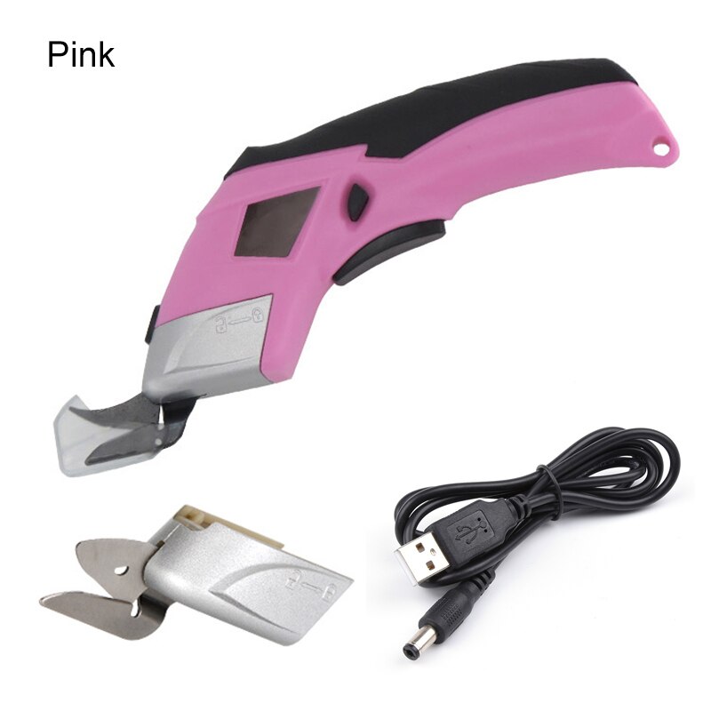 110v/220v elektriska sladdlösa saxar multifunktionell handhållen skärdukmaskin läderklippning elektrisk sax: Rosa
