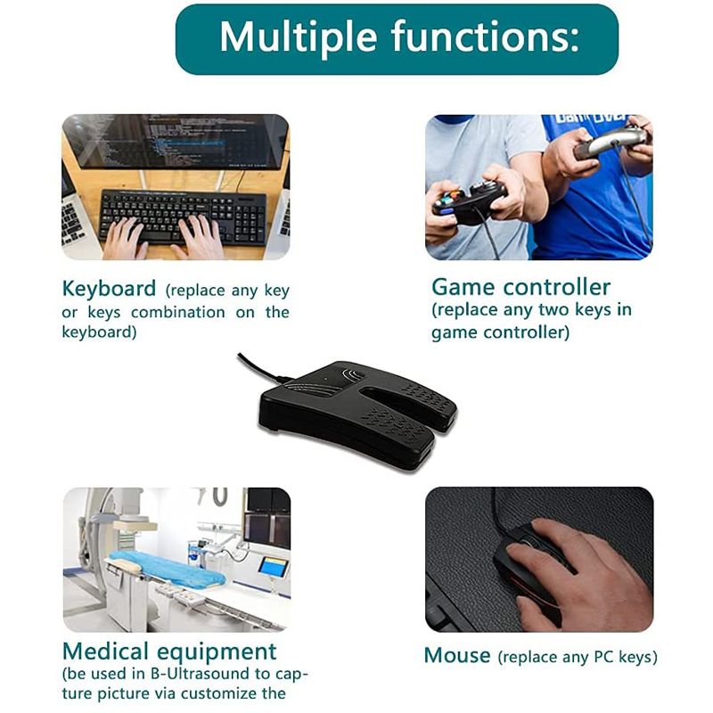 USB Connect Page Turner Pedal Bluetooth USB Foot Pedal Double Switches PC Keyboard Mouse Game Musical with iOS iPhone Android