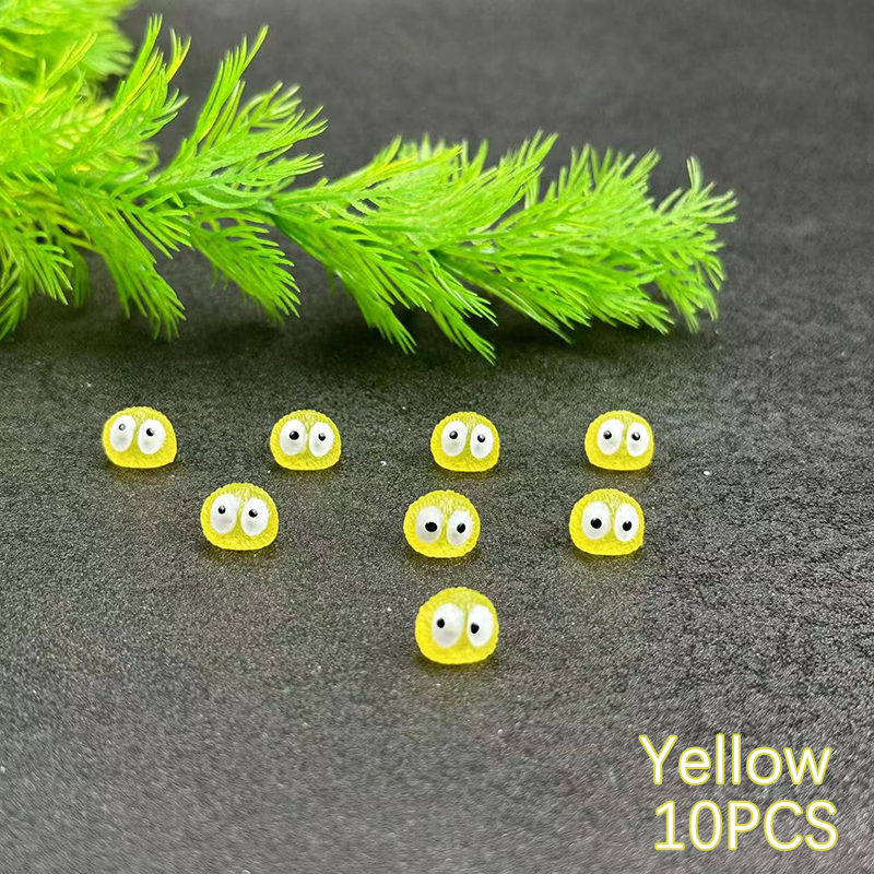 10 Stücke Leuchtende Briketts Elfen Schwarze Kugel Sprit Ente Figur Wohnkultur Leuchtende Miniatur Gebühr Garten Dekoration Zubehör: Licht Grün