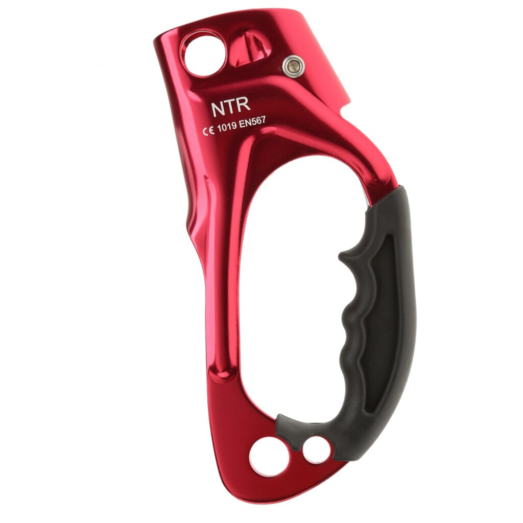 1 Pcs 4KN Hand Ascender Rock Klimmen Boom Arborist Abseilen Gear Apparatuur Touw Klem Voor Bergbeklimmen Speleologie 8-12mm Touw: Red Left