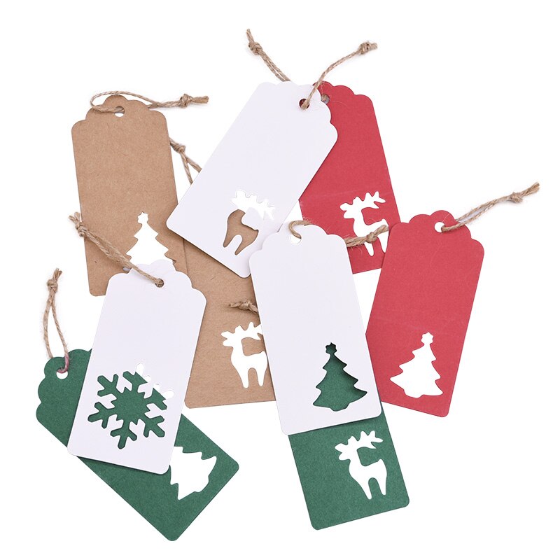 50 stk xmas tags papir indpakning trykt glædelig jul år tags til æske kage fest etiket hænge tag