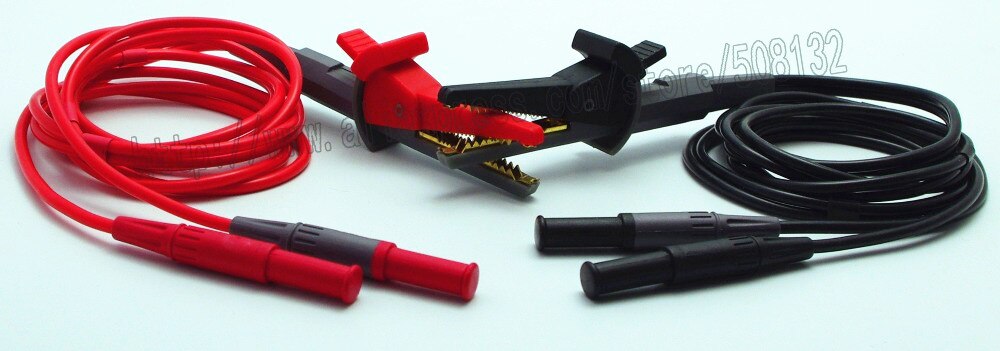 LCR Meter Tester 4 Wire Test Leads Lead Terminal Kelvin Clip Alligator with Banana Plug