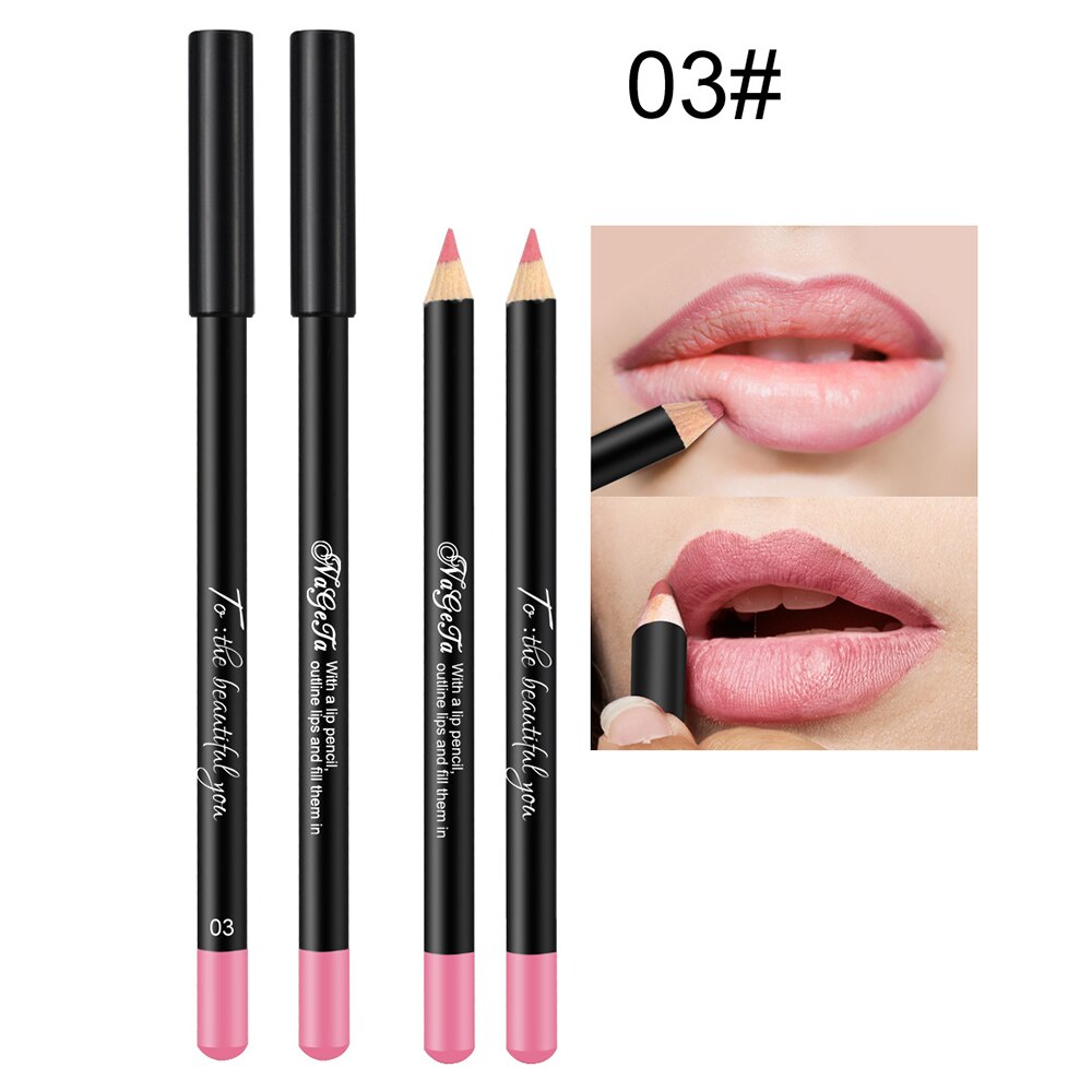 1 st 12 färger lip liner penna vattentät långvarig natur läppar konturlinje makeup lipliner penna: 03