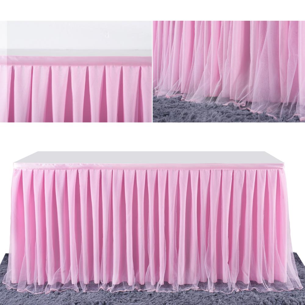 Falda de tul rosa para mesa, mantel de tela para banquete decoración para la mesa, falda para boda, cumpleaños, Baby Shower