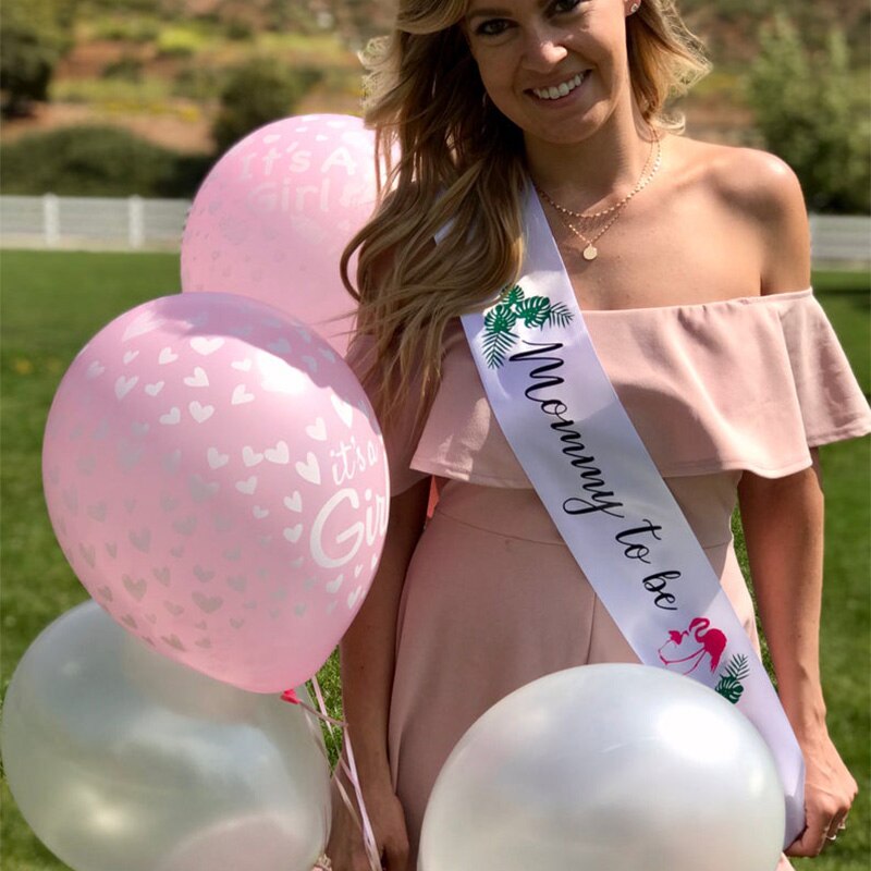 Tropisk flamingo palme mamma mor mamma skal være sash dyr jungel baby shower kjønn avsløre gutt jente dekorasjon gravid