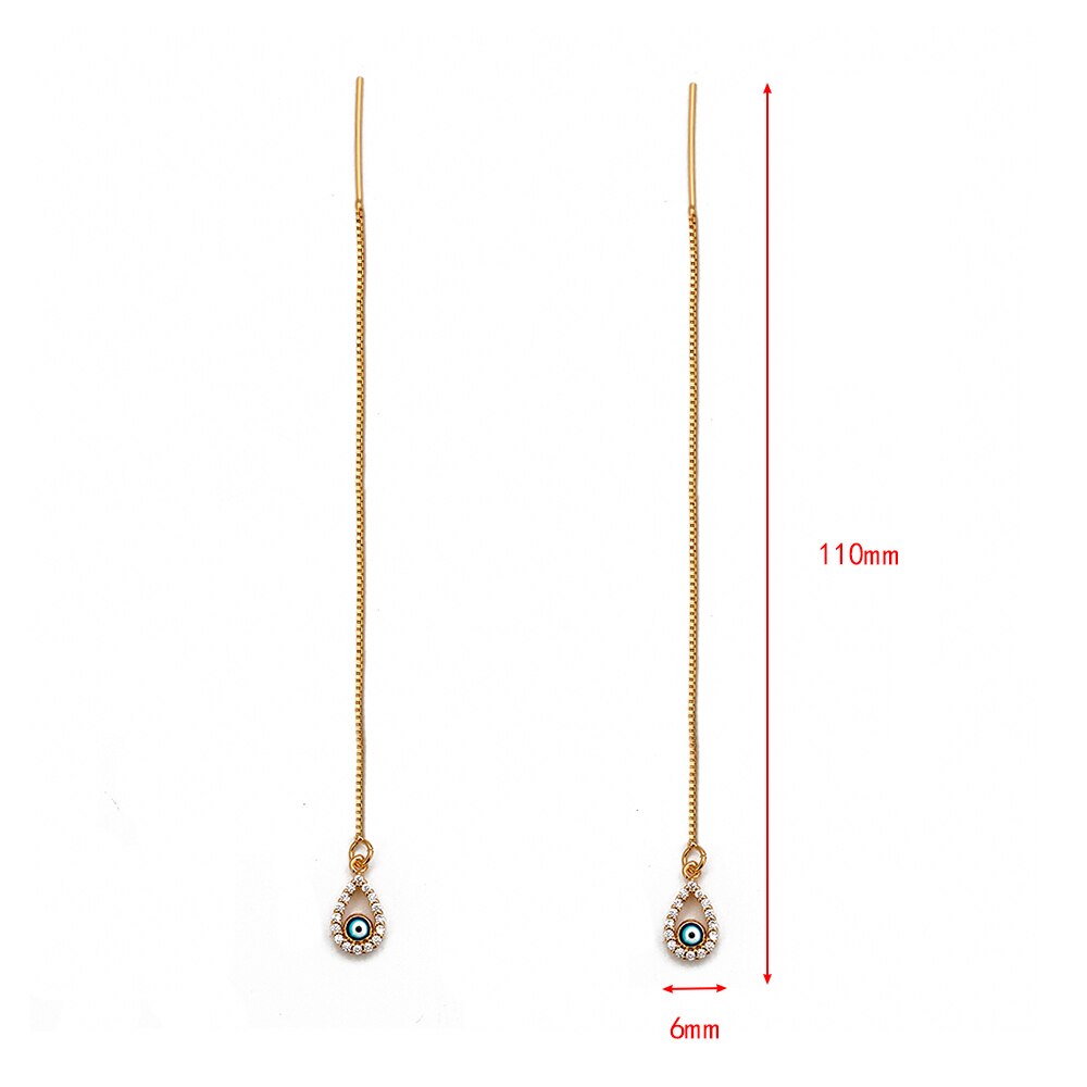 Lucky Eye Fatima Hamsa Hand Evil Eye Earrings Gold Color Tassel Chain Long Dangle Earrings for Women Girls Jewelry BD18