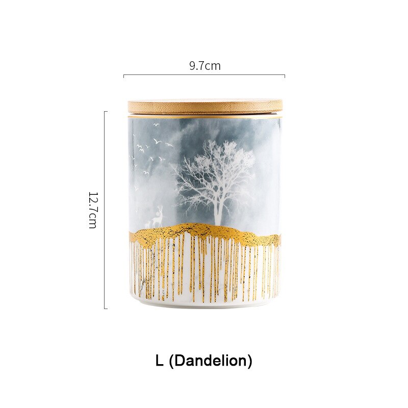 Keramische Voedsel Opslag Container Met Luchtdichte Hout Deksel Afgesloten Keuken Bus Suiker Koffie Jar Botes Cocina Almacenaje Alimentos: L Dandelion
