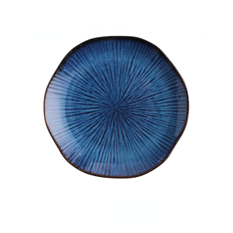 Blue Color Ceramic Tableware Home Flat Plate Deep Steak Dish Breakfast Dinner Plate Big Bowl Dinnerware Set Dish SetDinnerware