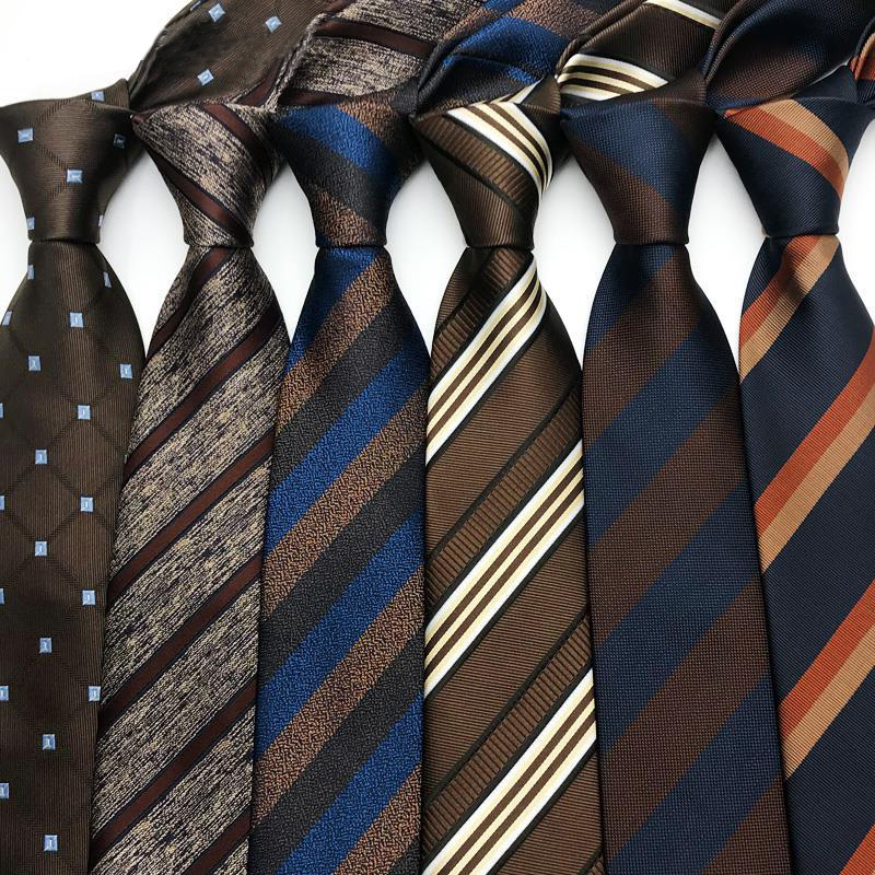 Corbata de lujo de 8CM para hombre, corbatas a rayas para hombre, novio, padrino de boda, corbata tejida de Jacquard, accesorios formales para de negocios