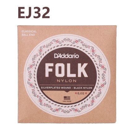 Cordes de guitare Folk Nylon D'Addario EJ32/EJ33, extrémité de boule, aigus en Nylon