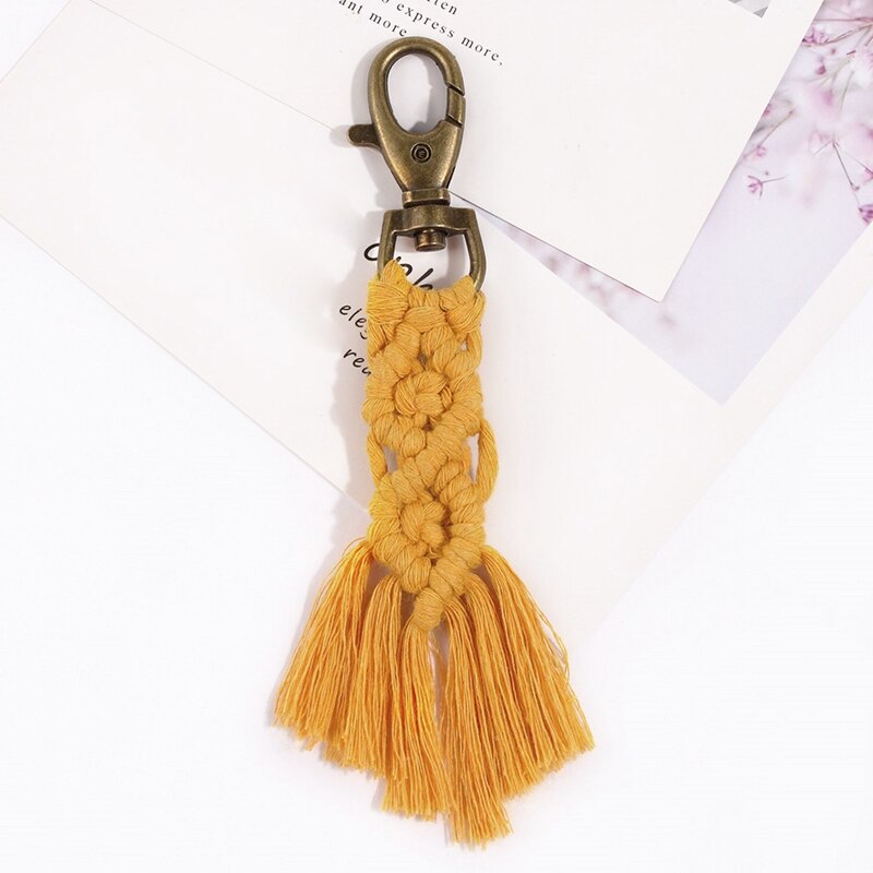 Mini Macrame Keychains Kits Boho Macrame Keychains With Tassels Handmade For Car Key Purse Phone Wallet Wedding