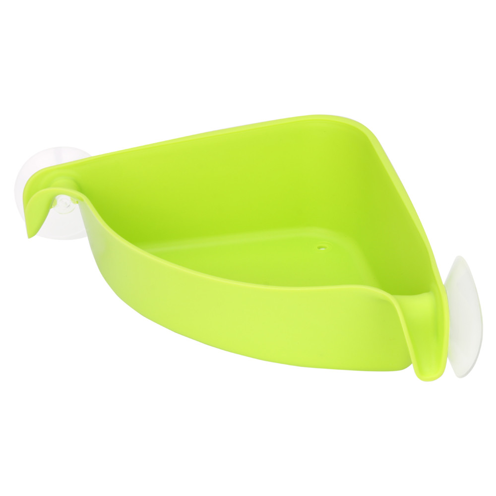 Plastic Suction Cup Bathroom Kitchen Corner Storage Rack Holder Shampoo Soap Organizer Shower Shelf: Light green