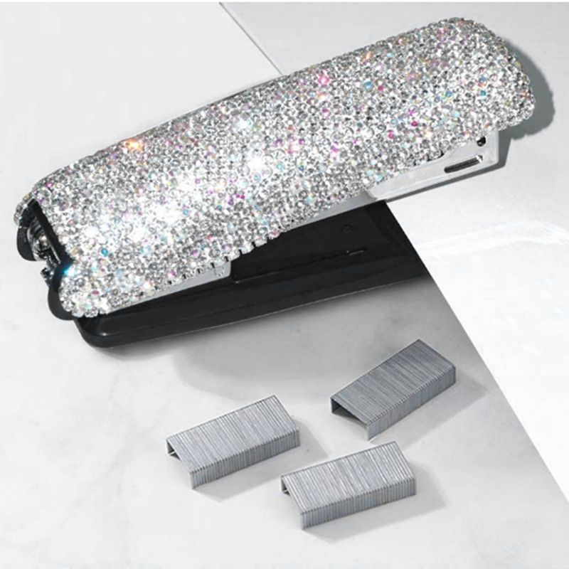 -Diamond Crystal Handmade Bling Dazzling Stapler for Office, School, or Home