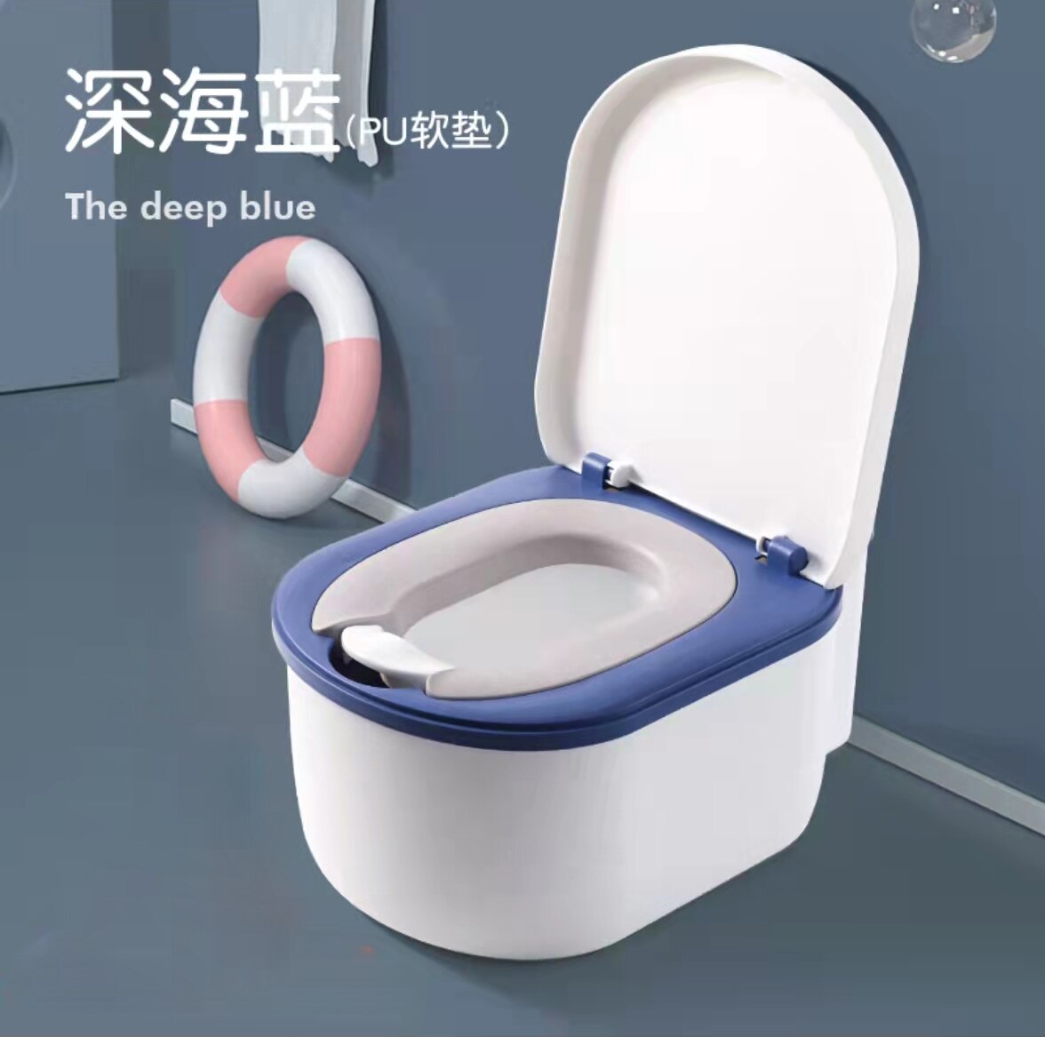 Pot de Simulation pour bébé | Siège de formation, des toilettes, sécurité Portable, siège de formation, pot pour enfant en bas âge, brosse de pot gratuit: PU blue