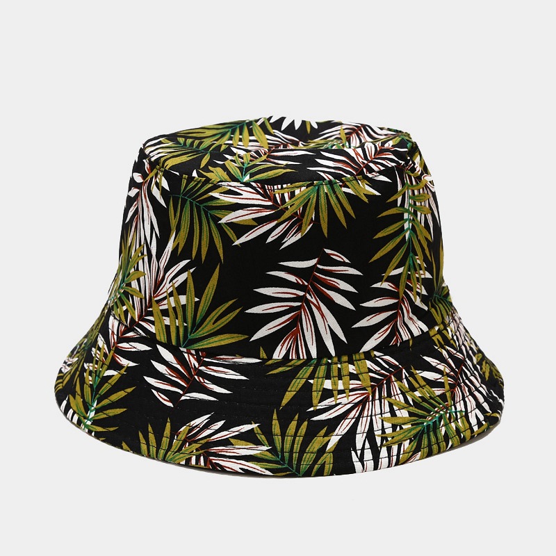 Palm Leaf Pattern Men Bucket Hat Summer Sun Protection Hat Trend Hip-hop Fisherman Hat Outdoor Hiking Hat Unisex Panama Cap: 2